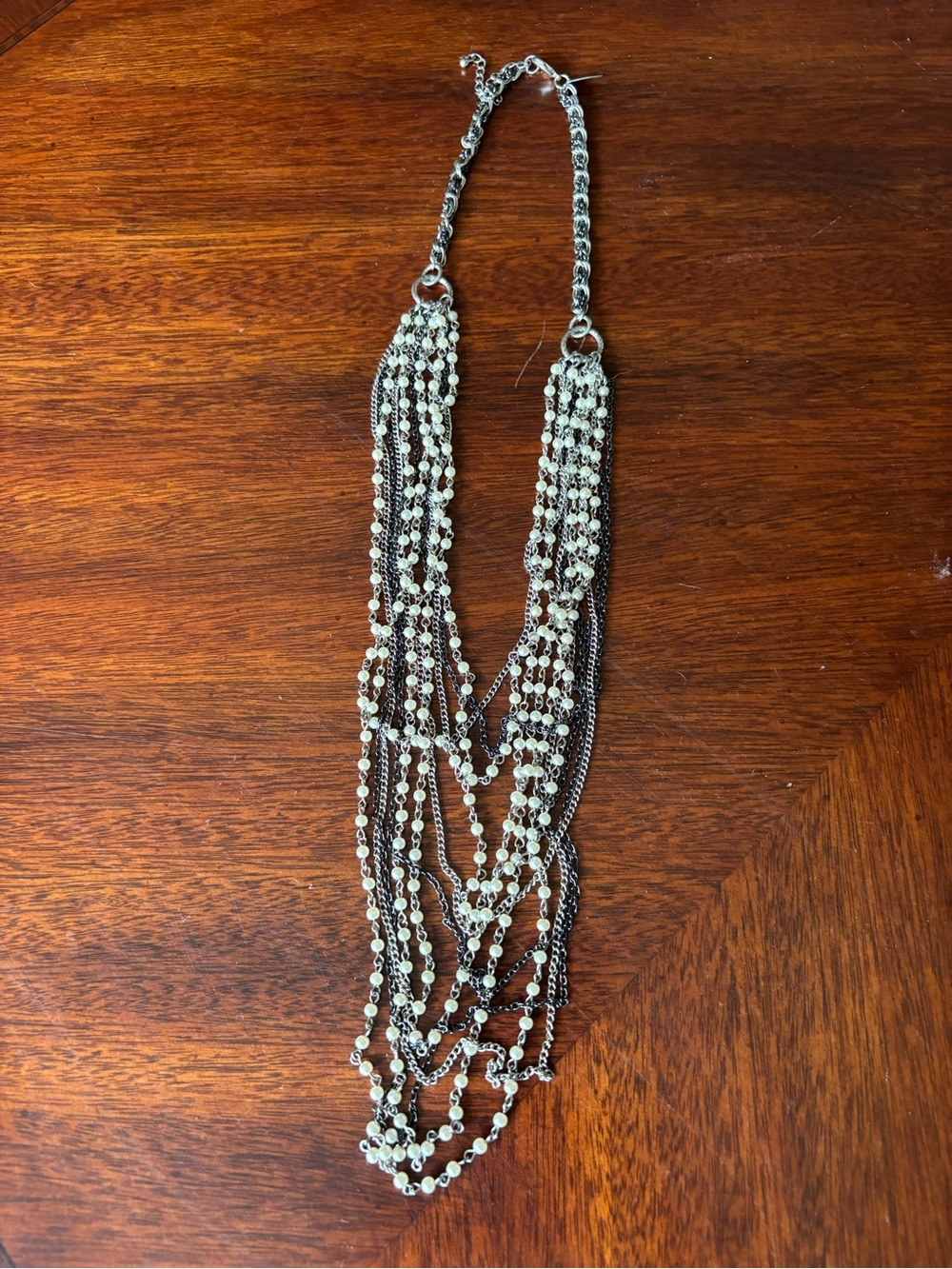 Lia Sophia Silver and Ivory Multi-Strand Statement Necklace
